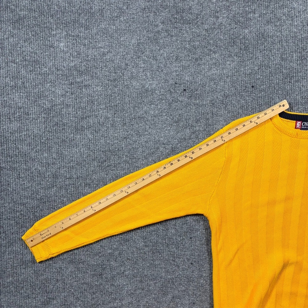 Chaps Ralph Lauren Sweater Mens Medium Yellow Cotton Knit Crewneck Classic - Picture 6 of 7